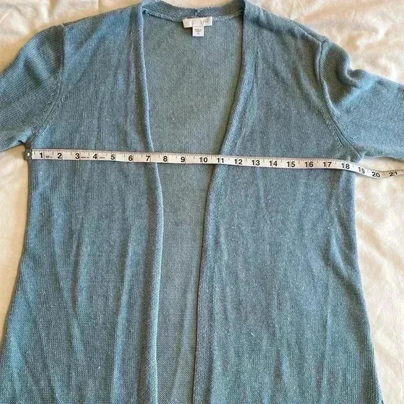 J Jill Linen/Viscose Blend Open Front Cardigan, Size XS in Sea Glass Blue/Green. - Picture 8 of 10